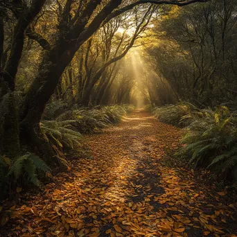 Secluded forest path with crunchy autumn leaves - Image 3