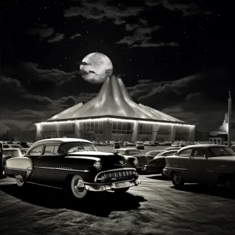 Digital art of a bustling 1950s drive-in movie theater - Image 4