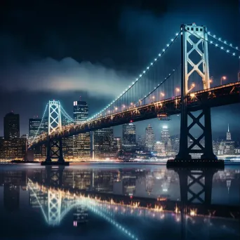 San Francisco Bay Bridge night - Image 1