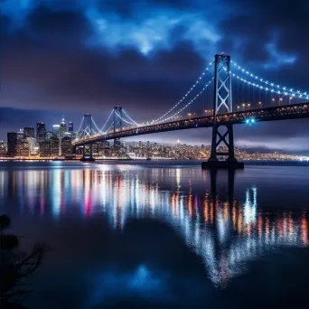 San Francisco Bay Bridge night - Image 2