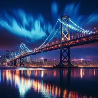 San Francisco Bay Bridge night - Image 3