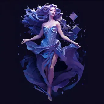 Low-poly Greek Goddess Nyx in deep blues and purples with twinkling stars - Image 4