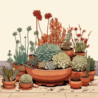 Image of a variety of succulent plants in a terracotta pot - Image 2