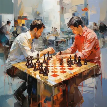 Chess game with animated pieces depicting dreamscape conflicts - Image 1