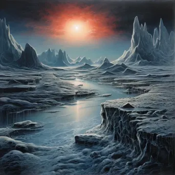 Image of icy landscape on a distant moon with geysers - Image 1