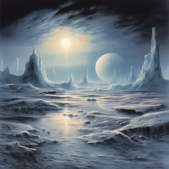 Image of icy landscape on a distant moon with geysers - Image 2