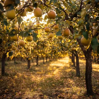 Pear trees with ripe pears in an autumn orchard - Image 3