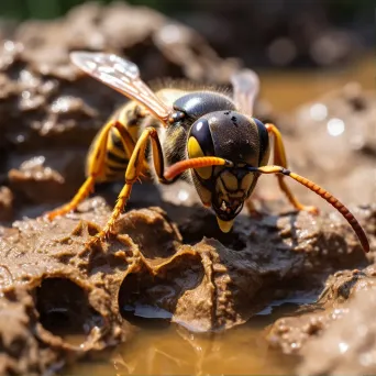 wasp building nest - Image 1