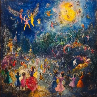 Vibrant depiction of a bustling fairy carnival at twilight - Image 3