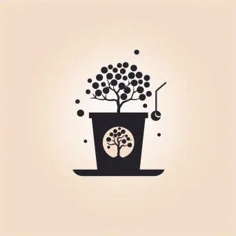 Minimalist bubble tea cup logo in monochromatic colors - Image 3