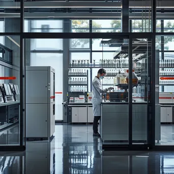 A laboratory technician in a lab analyzing samples with advanced equipment. - Image 1