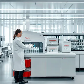 A laboratory technician in a lab analyzing samples with advanced equipment. - Image 3