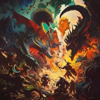 Richly painted epic fantasy war with mystical creatures - Image 2