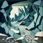 Abstract shapes mosaic in cool tones resembling ice landscape - Image 1