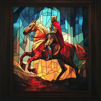 Energizing stained glass style low poly knight on horseback - Image 4