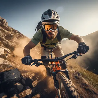 Mountain Biker on Rocky Trail