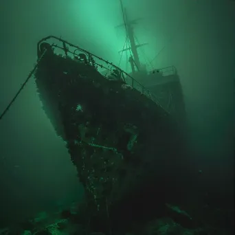 Underwater ghost ship wreck with bioluminescent glow - Image 3