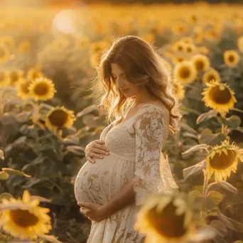 Maternity mother sunflower field - Image 1