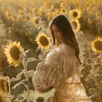 Maternity mother sunflower field - Image 2