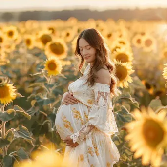 Maternity mother sunflower field - Image 4