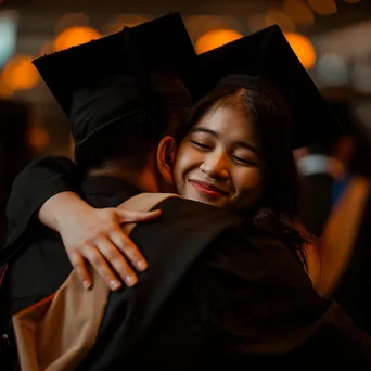 Graduate embracing their professor in a post-ceremony hug - Image 3