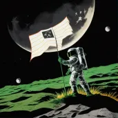 Astronaut Planting Flag on Alien Planet - Image 1