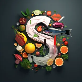 Culinary word depicted in low poly style with food textures and colorful ingredients - Image 2