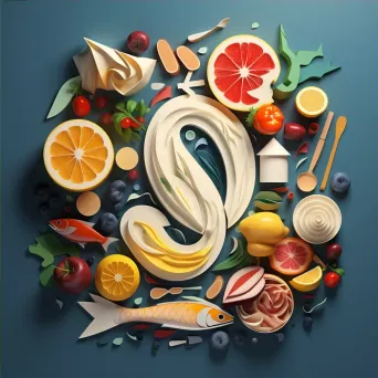 Culinary word depicted in low poly style with food textures and colorful ingredients - Image 4