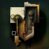 Weathered key unlocking a new shiny door, representing opportunities and change - Image 4