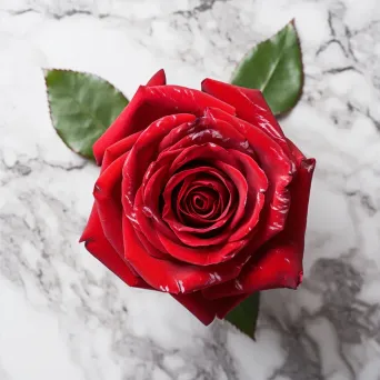 Fresh red rose on marble surface - Image 4