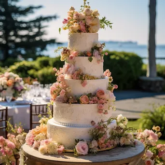 Elegant Wedding Cake with Blossoms