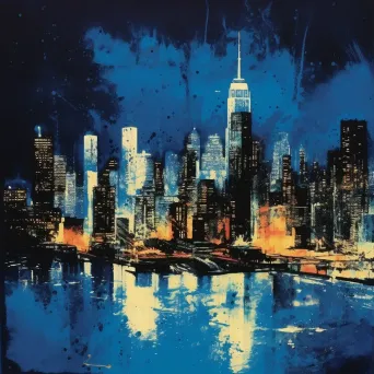 Abstract neon city skyline at night - Image 3