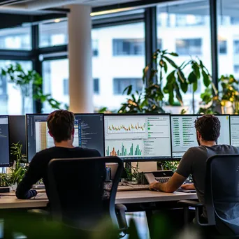 Developers collaborating in a bright workspace on cloud computing projects. - Image 1