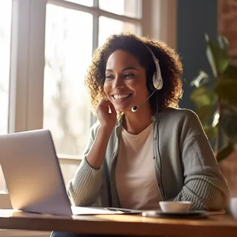 Customer service representative working from a cozy home office - Image 3