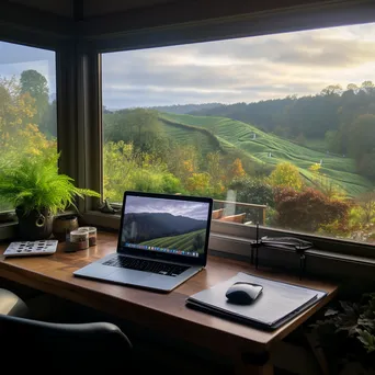 Scenic view outside a home office window with greenery - Image 3