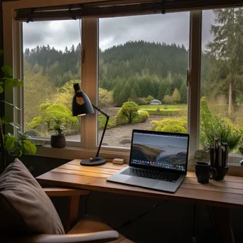 Scenic view outside a home office window with greenery - Image 4