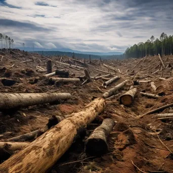 Barren land with chopped trees showing deforestation impact - Image 4