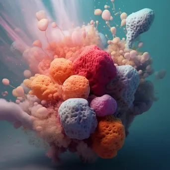 Underwater abstract view of colorful sponges and coral. - Image 3