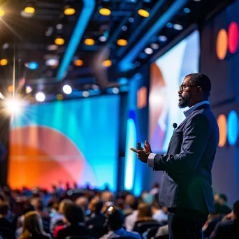 Speaker presenting at a business summit - Image 1