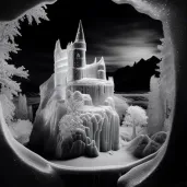 Ice castle illuminated by auroras with living ice sculptures - Image 3