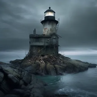 Image of a dilapidated lighthouse with a ghostly beacon - Image 1