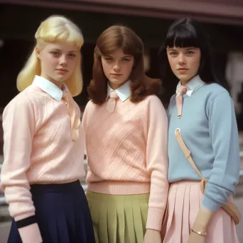 1980s preppy fashion pastel sweaters and pleated skirts - Image 2