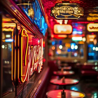 Close-up of vintage neon signs in a diner - Image 3