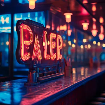 Close-up of vintage neon signs in a diner - Image 4