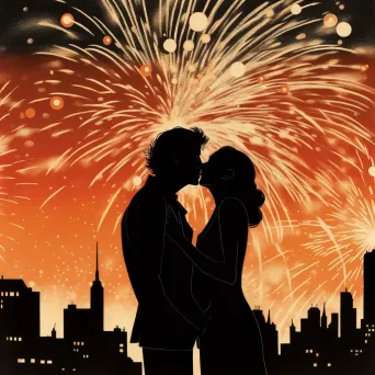 Image of a kiss under fireworks display, illuminating the night - Image 2