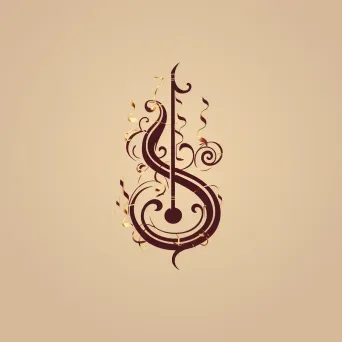 Elegant and sophisticated classical music ensemble logo with a stylized treble clef icon in burgundy and gold - Image 4