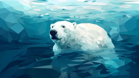 Geometric representation of a swimming polar bear - Image 1