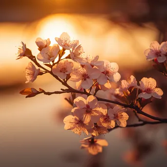 Silhouette of cherry blossoms against sunset - Image 3