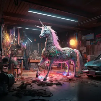 Mystical unicorn in mechanic