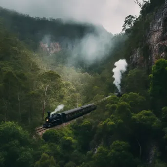 Victorian-era steam train in a mountain pass - Image 1